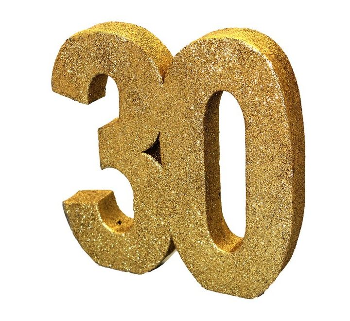 Gold Glitter 30 Birthday Table Centrepiece