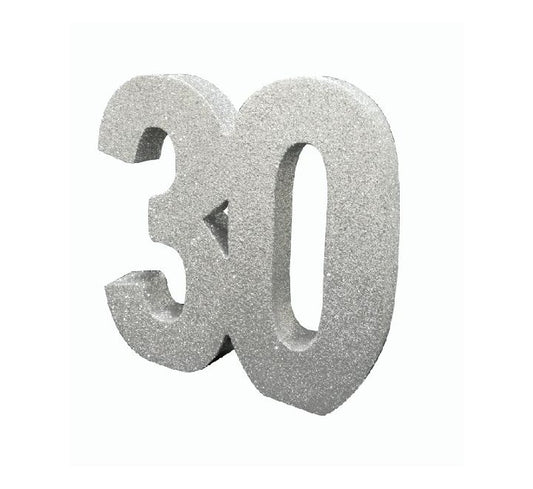 Silver Glitter 30 Birthday Table Centrepiece