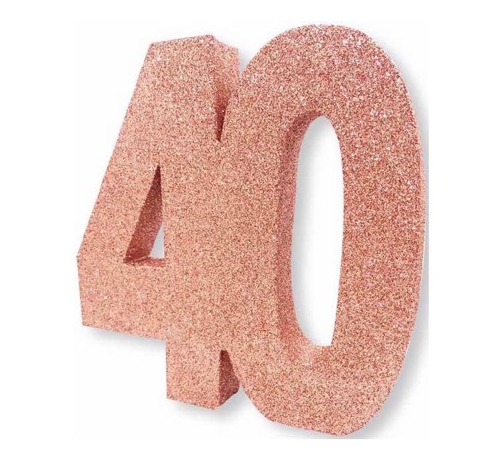 Rose Gold Glitter 40 Birthday Table Centrepiece