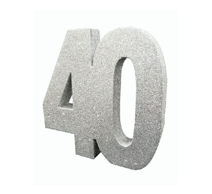 Silver Glitter 40 Birthday Table Centrepiece