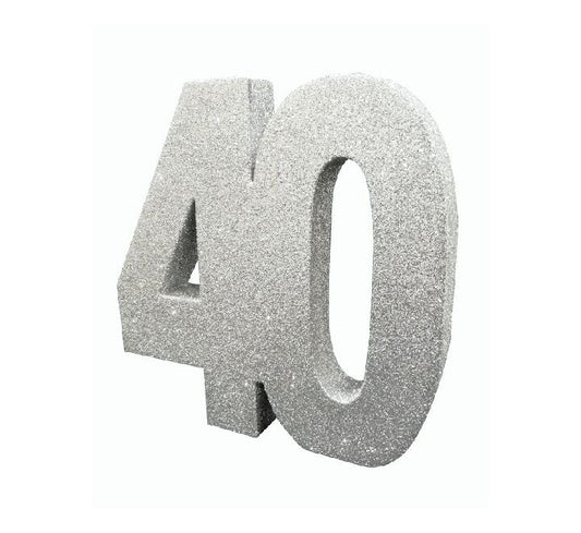 Silver Glitter 40 Birthday Table Centrepiece