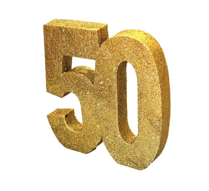 Gold Glitter 50 Birthday Table Centrepiece