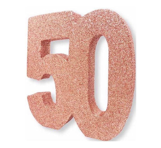 Rose Gold Glitter 50 Birthday Table Centrepiece