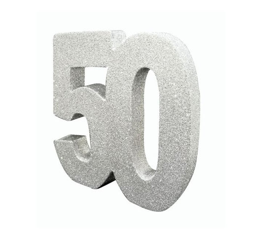 Silver Glitter 50 Birthday Table Centrepiece