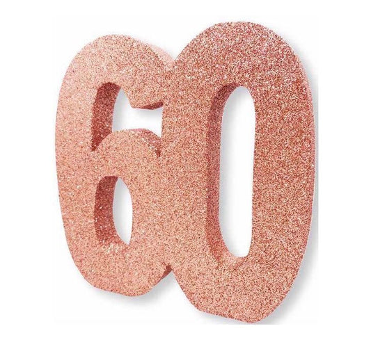 Rose Gold Glitter 60 Birthday Table Centrepiece