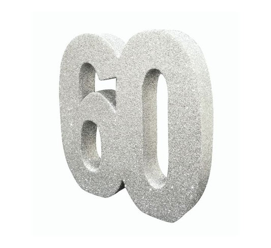 Silver Glitter 60 Birthday Table Centrepiece