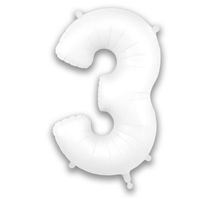 White Matte Giant Helium Numbers - Eternity Party Express