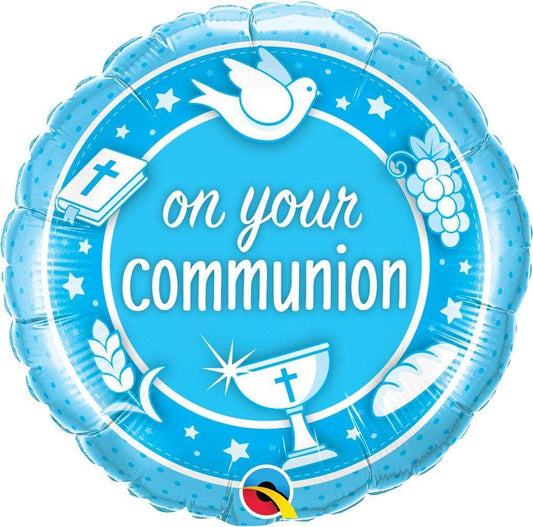 On Your Communion Blue Foil Balloon