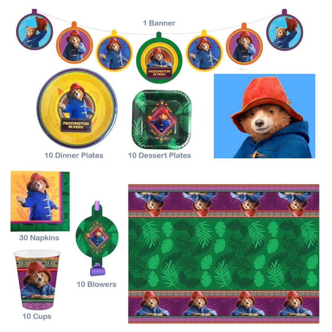 Paddington Bear Party Set Peru Movie Birthday Decorations Kit - Eternity Party Express
