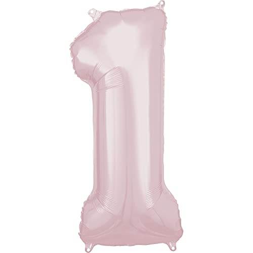 Pastel Pink Age 1 Number Foil Balloon - Eternity Party Express
