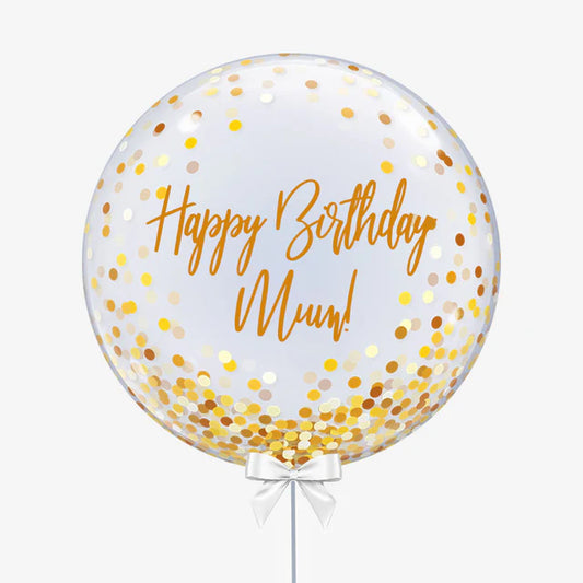 Personalised Gold Glitter Bubble Balloon