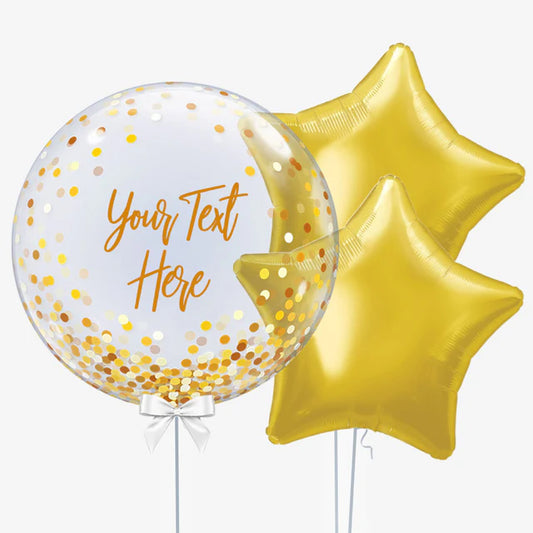 Personalised Gold Glitter Bubble Balloon