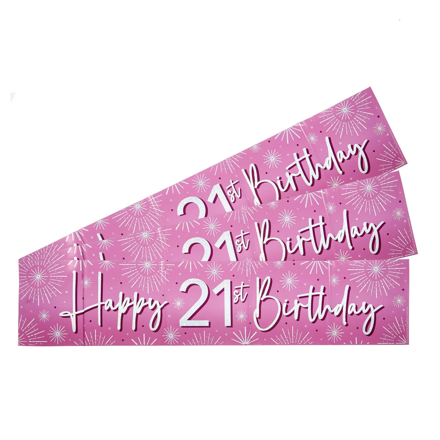 Pink Happy 21st Birthday Banner
