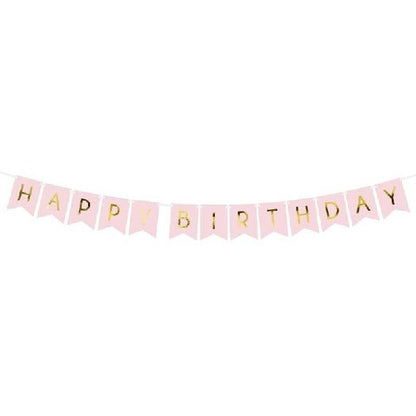 Pink Letter Happy Birthday Banner