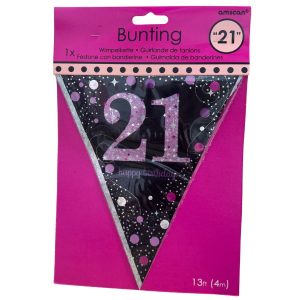 Pink Sparkling Celebration 21st Plastic Pennant Bunting