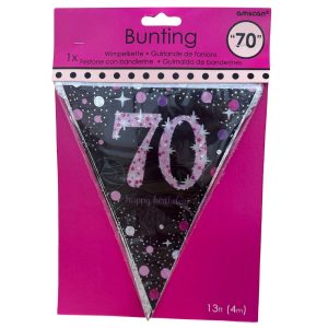 Pink Sparkling Celebration 70th Plastic Pennant Bunting