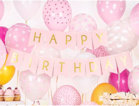 Pink Letter Happy Birthday Banner