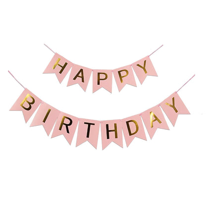 Pink Letter Happy Birthday Banner