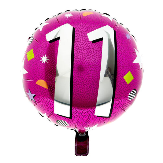 Pink & Silver 11th Birthday Foil Balloon