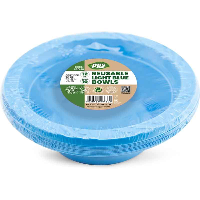 Plates Plastic Salad Bowl Light Blue 12oz