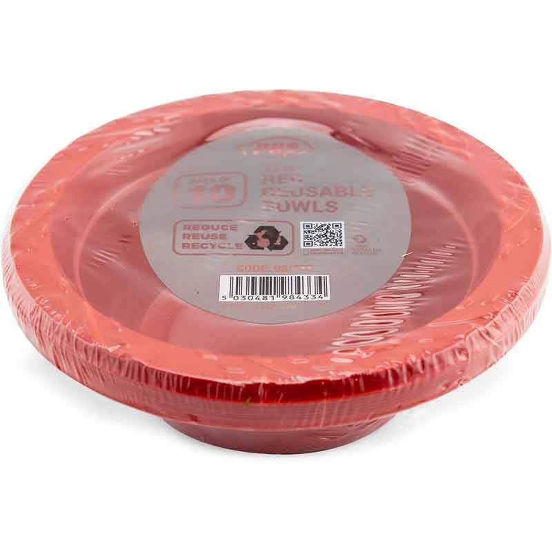 Plates Plastic Salad Bowl Red 12oz