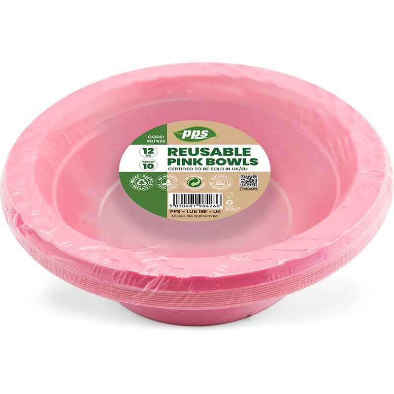 Plates Plastic Salad Bowl Pink 12oz