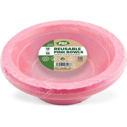 Plates Plastic Salad Bowl Pink 12oz