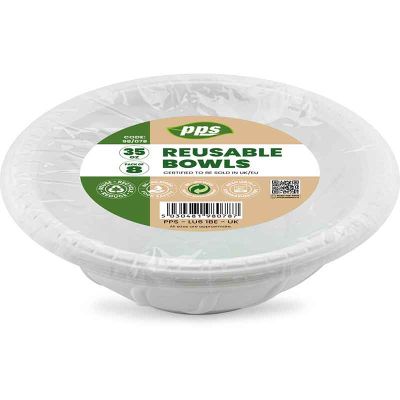 Plates Plastic Salad Bowl White 35oz