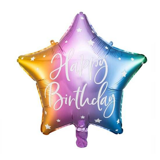 Rainbow Happy Birthday Star Foil Balloon - Eternity Party Express
