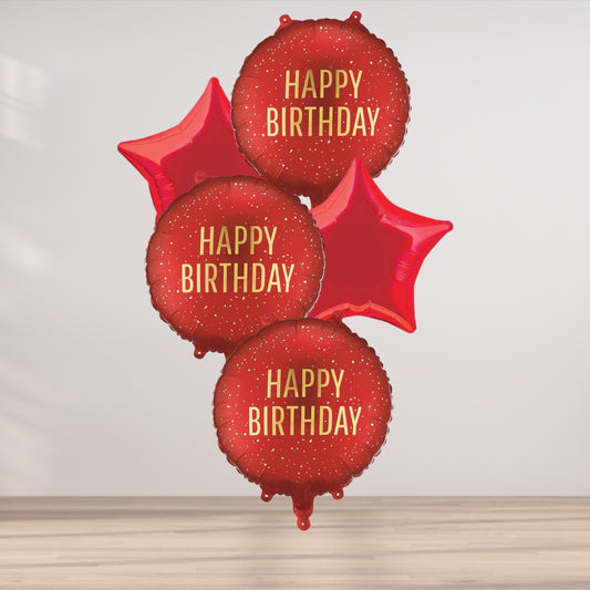 Red And Gold Happy Birthday Foil
