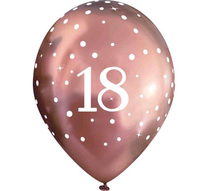 Latex Balloons Dots Metallic Rose Gold Age 18th - Eternity Party Express