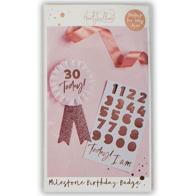 Rose Gold Glitter Milestone Birthday Badge