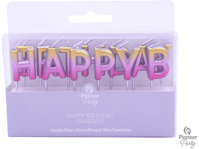 Rose Gold Ombré Happy Birthday Pick Stick Candles - Eternity Party Express