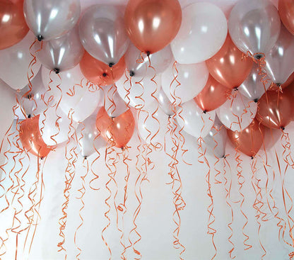 Rose Gold Silver White Helium 11" Metallic / Pearl Latex Ceiling Balloons 