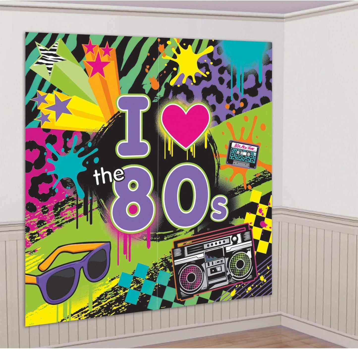 Disco 80's Party Scene Setters Wall Decorating Kit