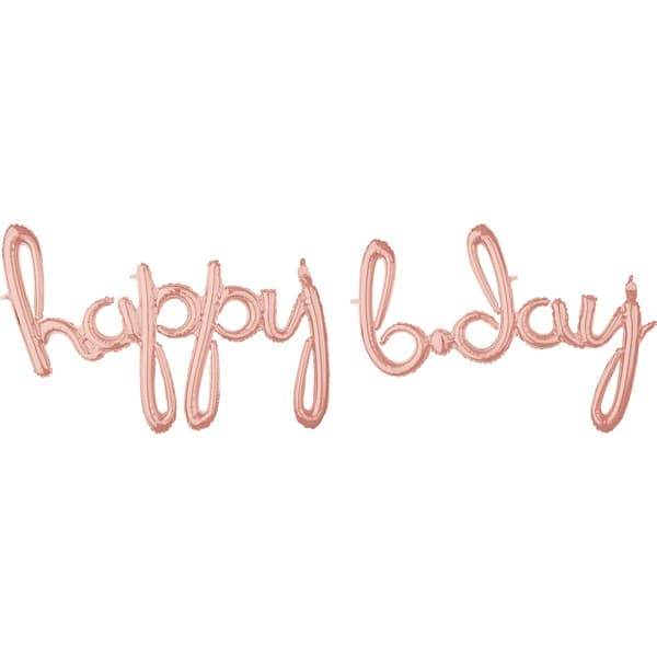 happy b.day Script Phrase Rose Gold - Eternity Party Express