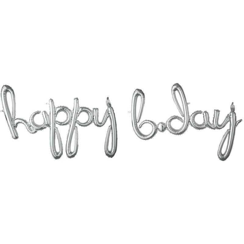happy b.day Script Phrase Silver - Eternity Party Express