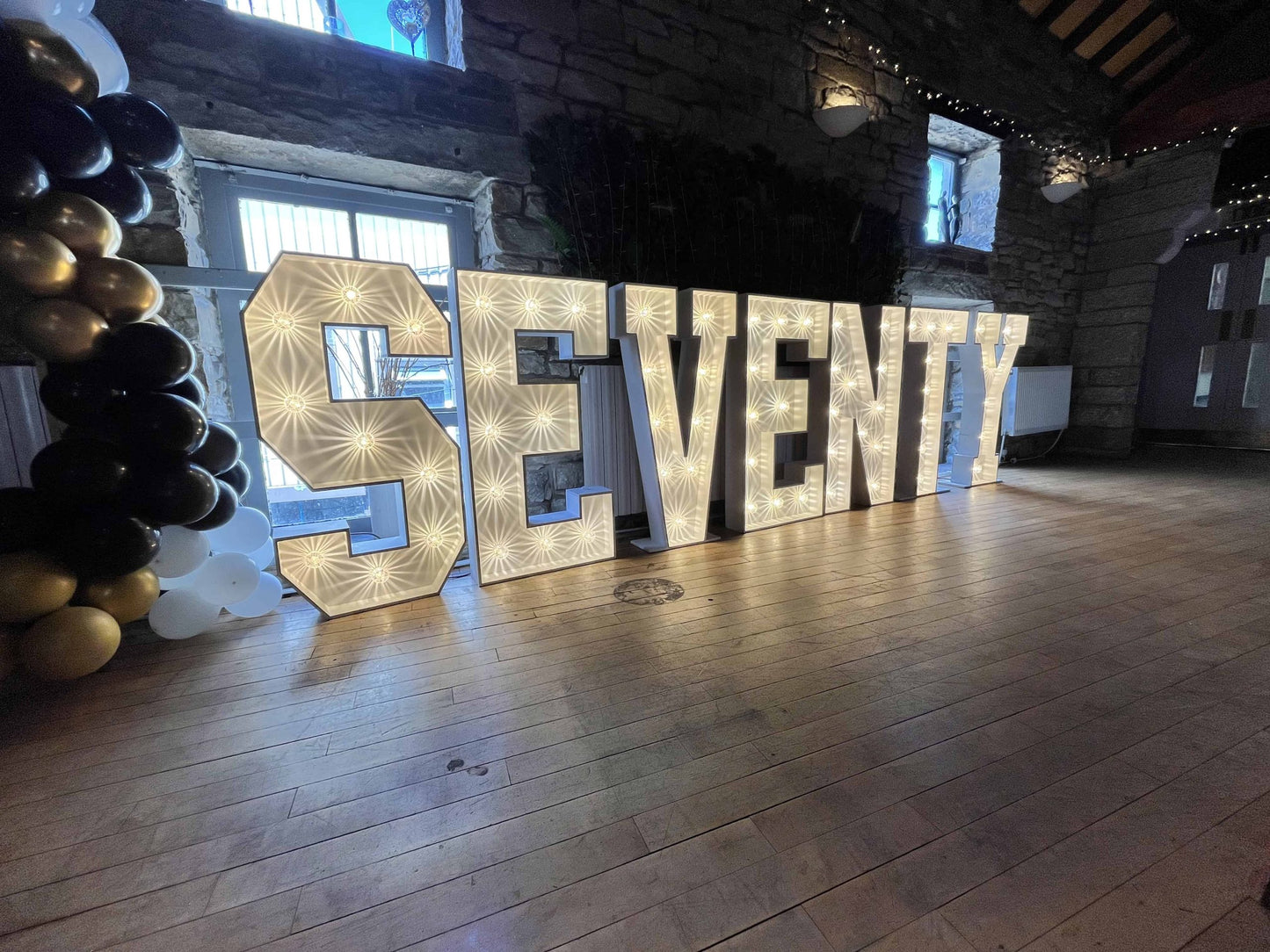 Light up 4 ft wooden letters to hire