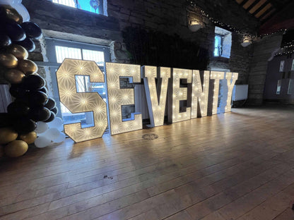 Light up 4 ft wooden letters to hire