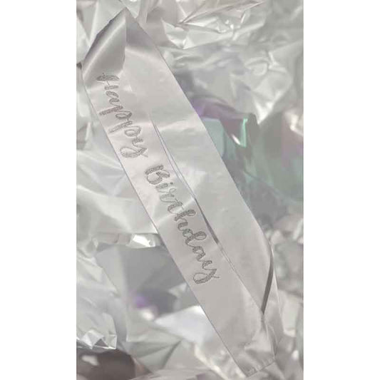Silver Diamante Happy Birthday Sash
