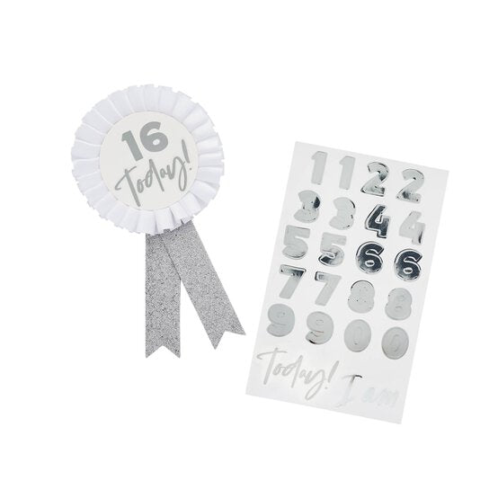 Silver Glitter Milestone Birthday Badge