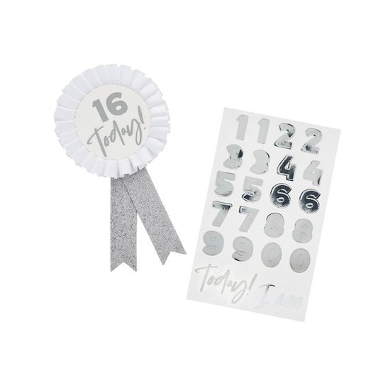 Silver Glitter Milestone Birthday Badge