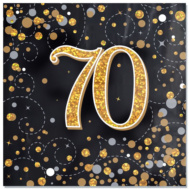 Sparkling Fizz 70th Black & Gold Napkins