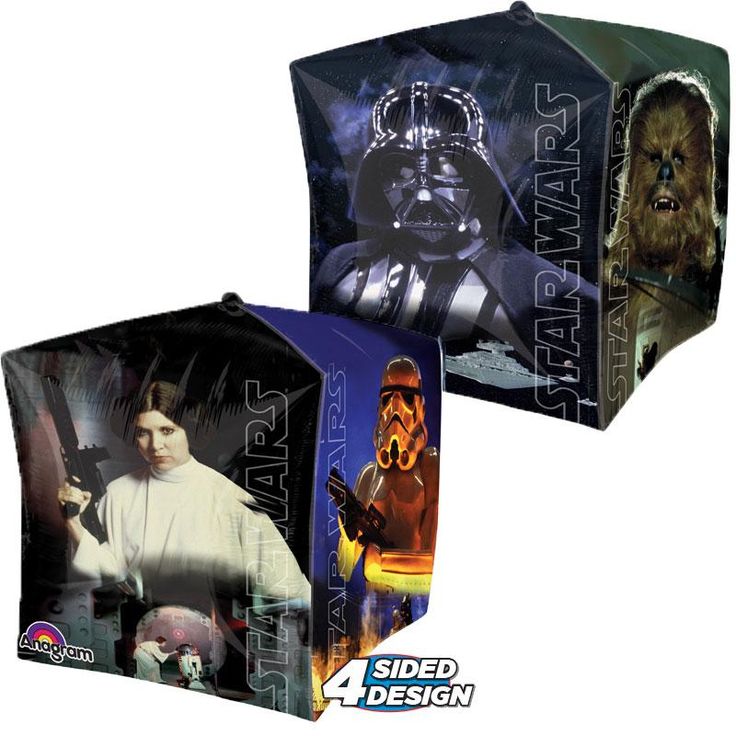 Star Wars themed four sided balloon. Darth Vader, Chewbacca, Princess Leia and Storm Trooper on each of the sides.