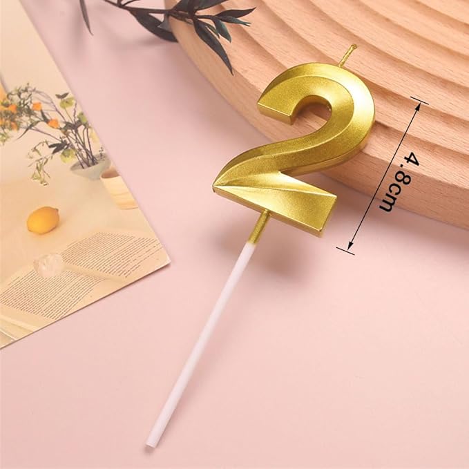 2 Gold Number Candle