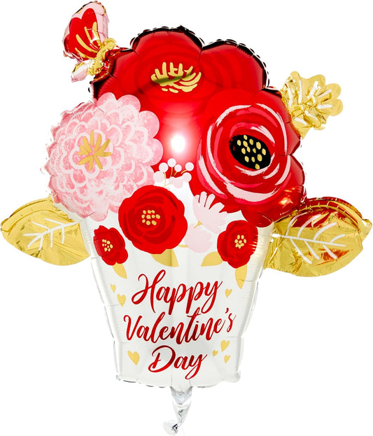 Valentine's Day Painted Flowers SuperShape Foil Balloon