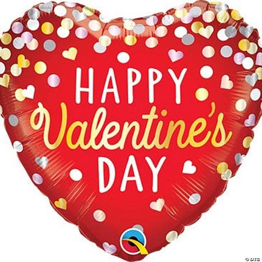 Valentines Day Dots And Hearts Foil Balloon