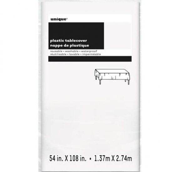 White Plastic Tablecover - Eternity Party Express