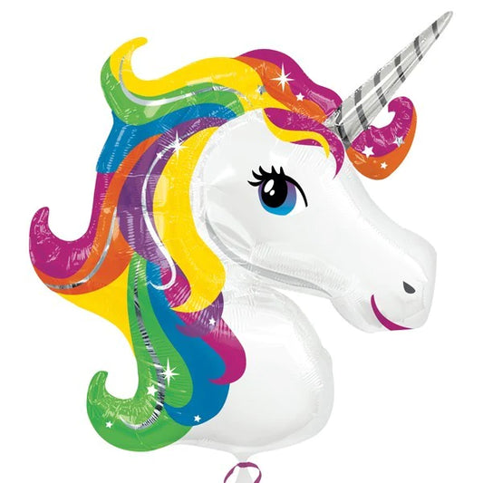 Unicorn White with Rainbow Mane Shape Balloon