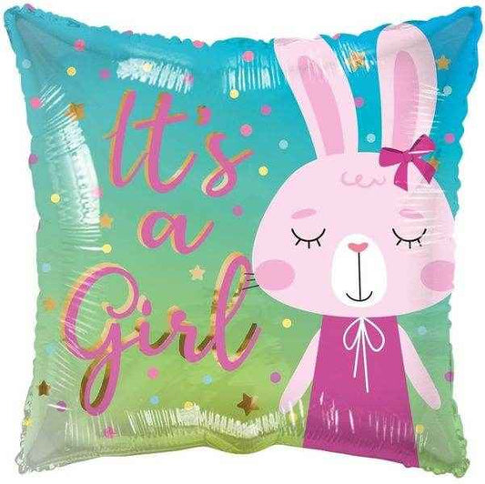 Baby Girl I'ts A Girl Rabbit Foil Balloon